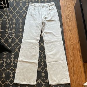 Zara ecru/soft white high waisted, wide leg denim